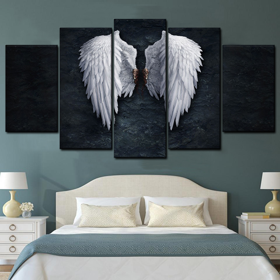 angel wings 5 pices peinture sur toile impression sur toile toile art pour la dcoration intrieureljhkg