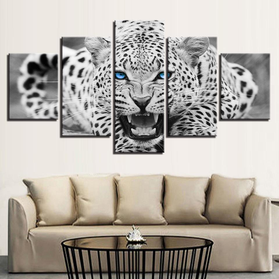 blue eyes leopard tiger noir et blancblue eyes leopard tiger black and white impression sur toile toile art 5 pices peinture sur toile impression sur toile toile art pour la dcoration intrieurek8u9n