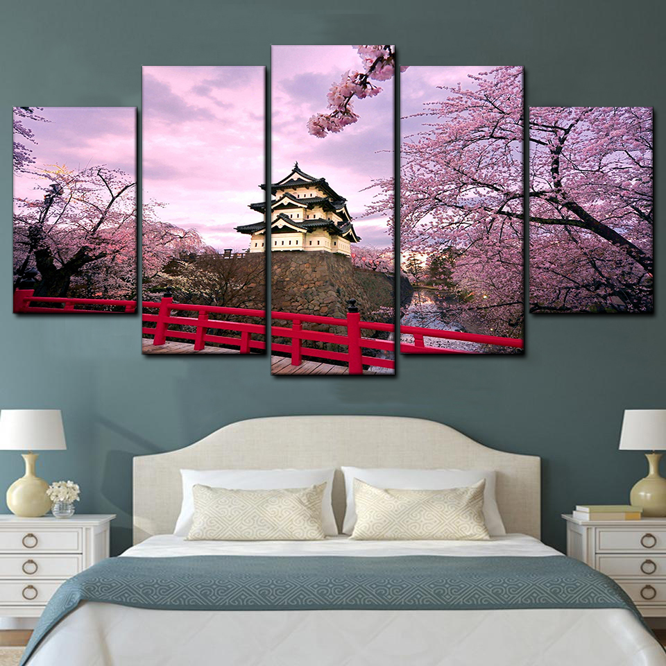 chiune sugihara sakura 5 pices peinture sur toile impression sur toile toile art pour la dcoration intrieuresdjbq