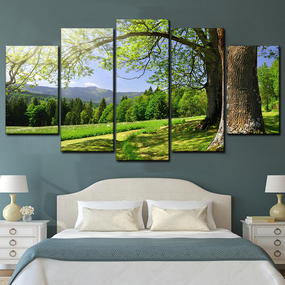 green landscape 5 pices peinture sur toile impression sur toile toile art pour la dcoration intrieurencobh