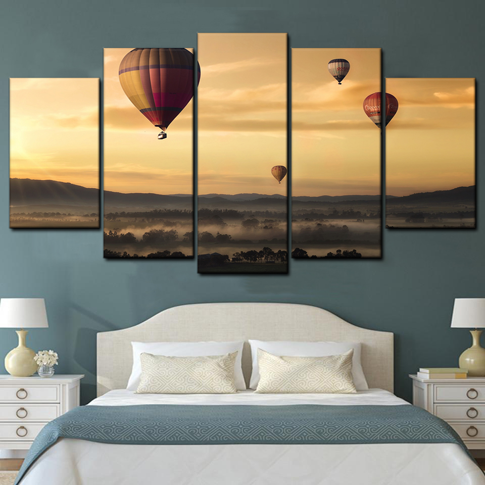 hot air balloons 5 pices peinture sur toile impression sur toile toile art pour la dcoration intrieurevl40u