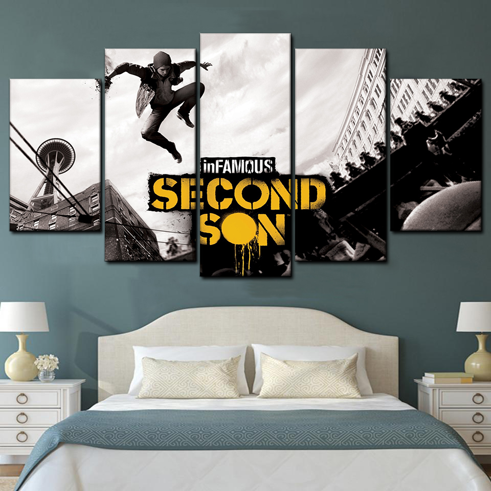 infamous second son 5 pices peinture sur toile impression sur toile toile art pour la dcoration intrieure0lonn