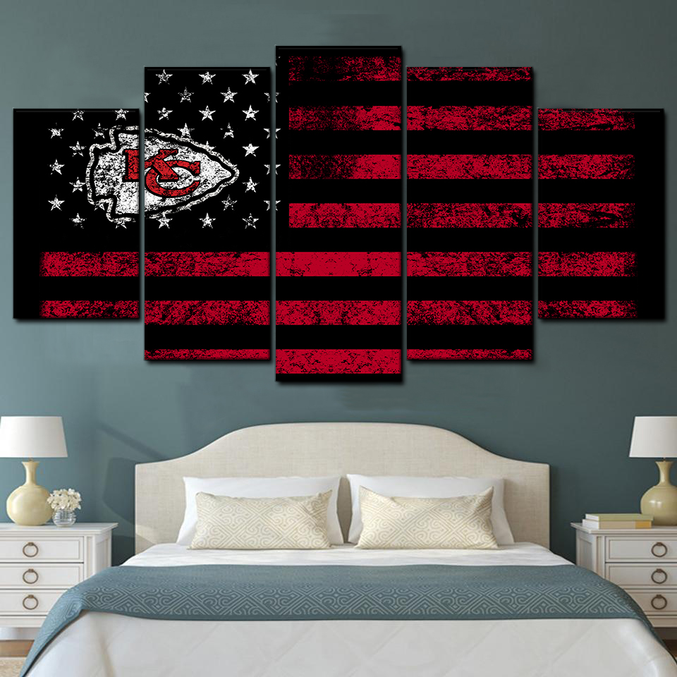 kansas city chiefs american flag 5 pices peinture sur toile impression sur toile toile art pour la dcoration intrieured09ha