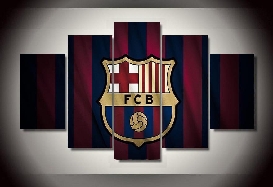 logo de football de barcelonebarcelona logo soccer 5 pices peinture sur toile impression sur toile toile art pour la dcoration intrieurefhrs0