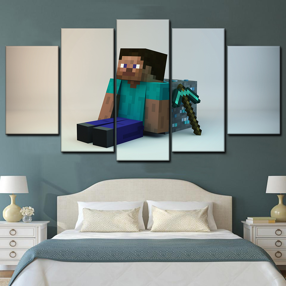 minecraft guy 5 pices peinture sur toile impression sur toile toile art pour la dcoration