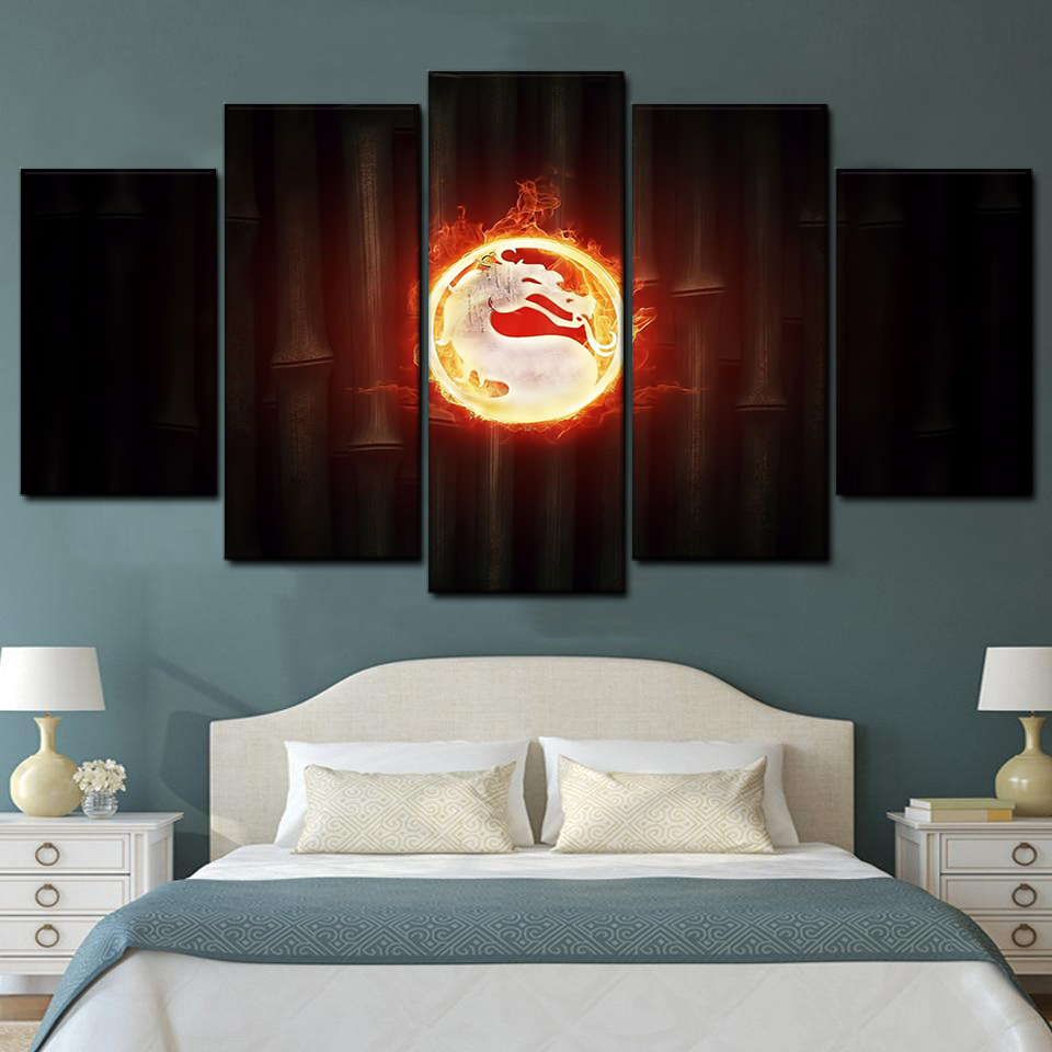 mortal kombat logo 3 5 pices peinture sur toile impression sur toile toile art pour la dcoration intrieurey6cer
