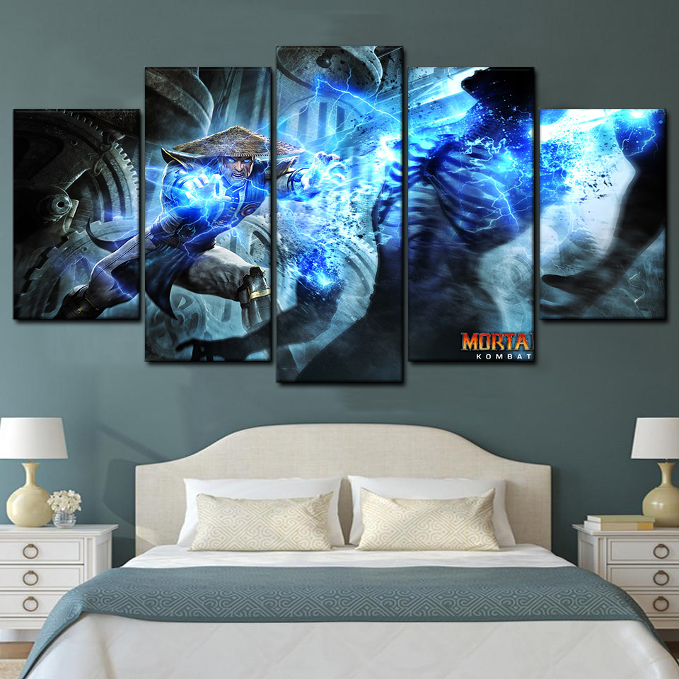 mortal kombat raiden 5 pices peinture sur toile impression sur toile toile art pour la dcoration intrieure470qp