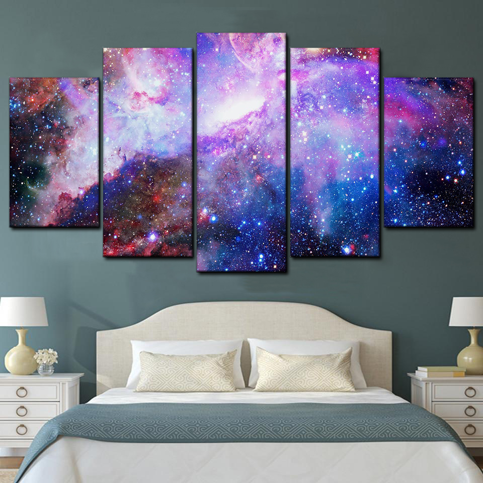 nebula galaxy space 5 pices peinture sur toile impression sur toile toile art pour la dcoration intrieurew7men