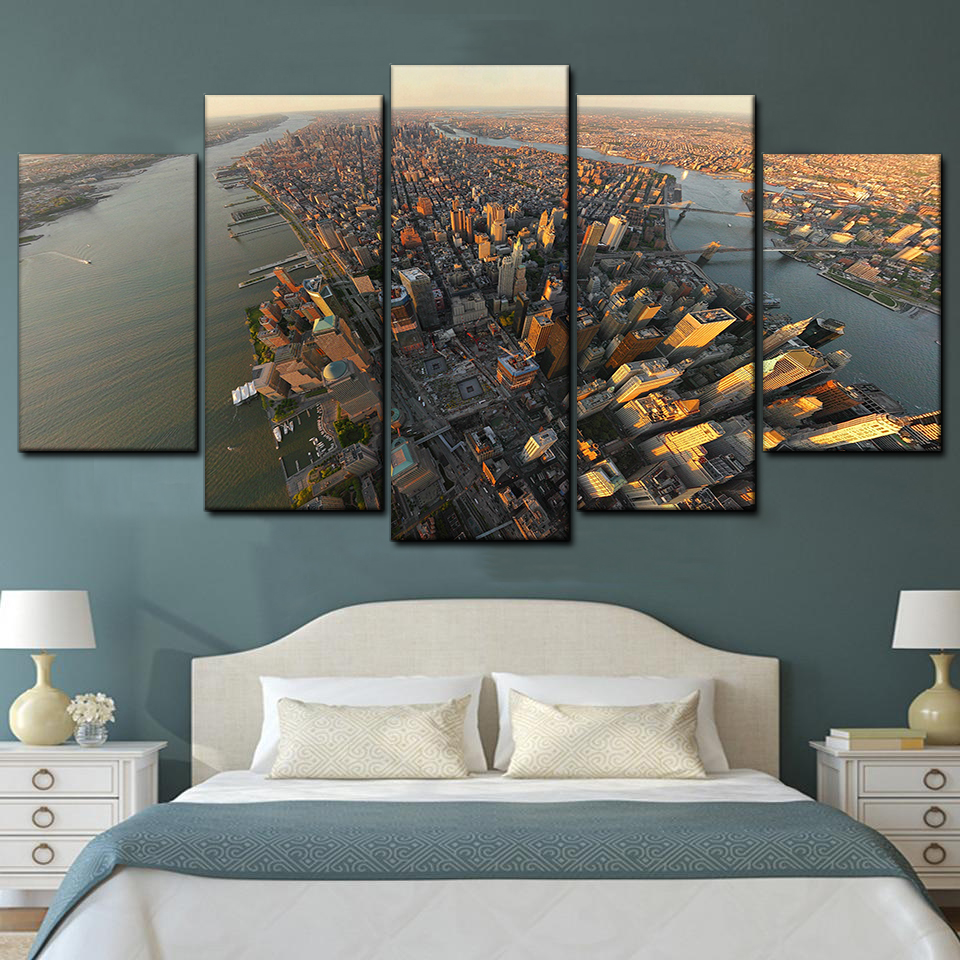 new york aerial view 5 5 pices peinture sur toile impression sur toile toile art pour la dcoration intrieureshnrw