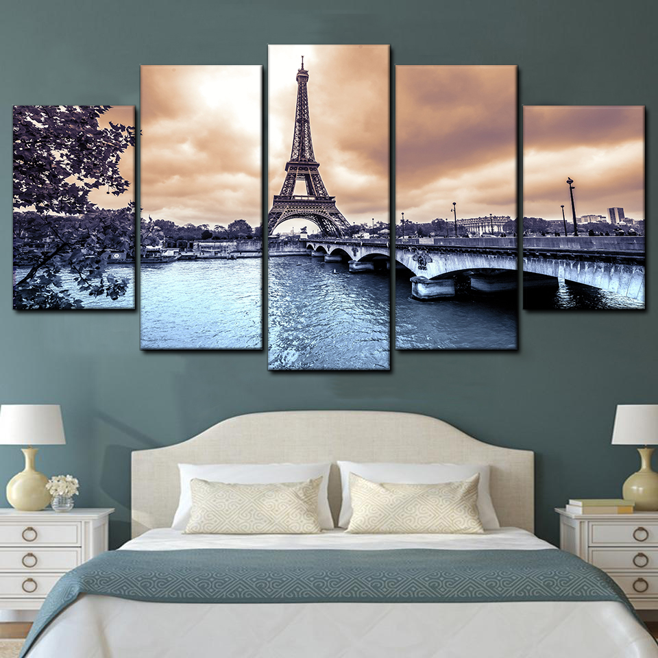 paris eiffel tower 5 pices peinture sur toile impression sur toile toile art pour la dcoration intrieure69s2z