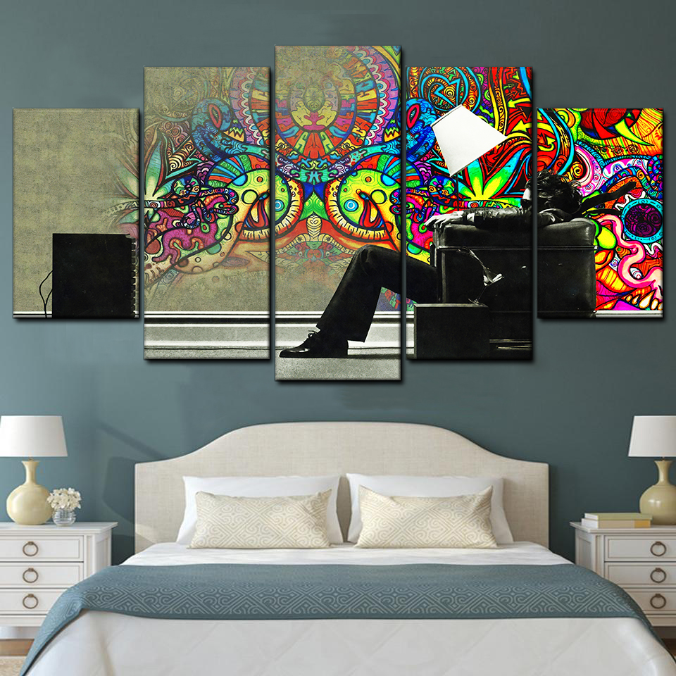 pcs psychedelic graffiti abstract 5 pices peinture sur toile impression sur toile toile art pour la dcoration intrieurejvrew