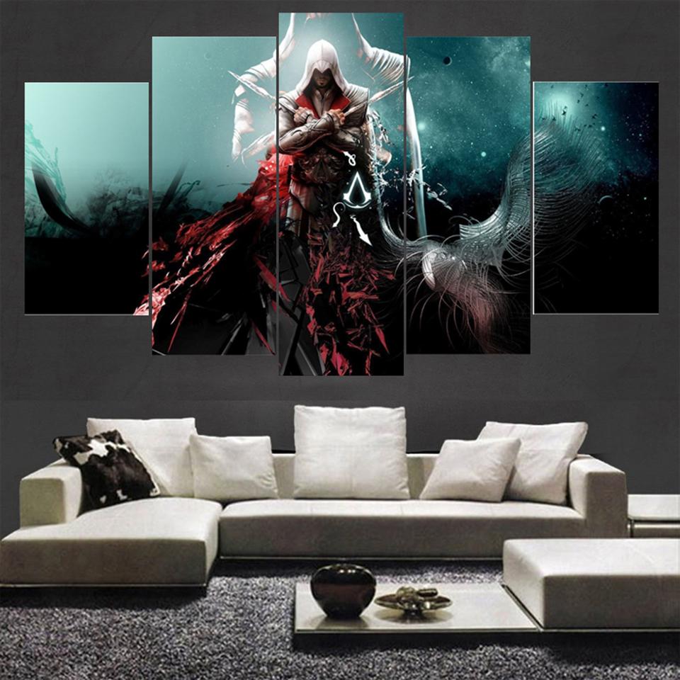 personnage assassins creedassassins creed character 5 pices peinture sur toile impression sur toile toile art pour la dcoration intrieurebub0b