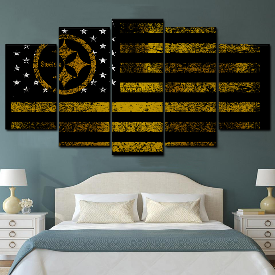 pittsburgh steelers american flag 5 pices peinture sur toile impression sur toile toile art pour la dcoration intrieureqsver