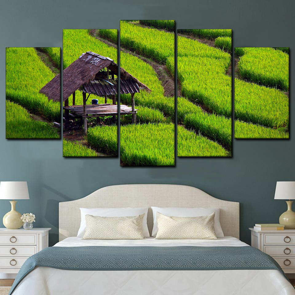 rice field landscape 5 pices peinture sur toile impression sur toile toile art pour la dcoration