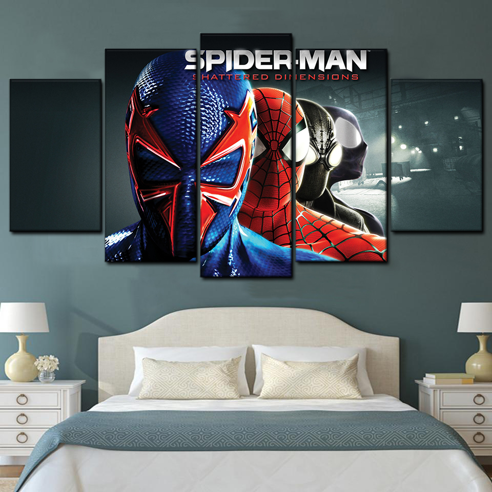 spider man shattered dimensions 5 pices peinture sur toile impression sur toile toile art pour la dcoration intrieurerkyhm