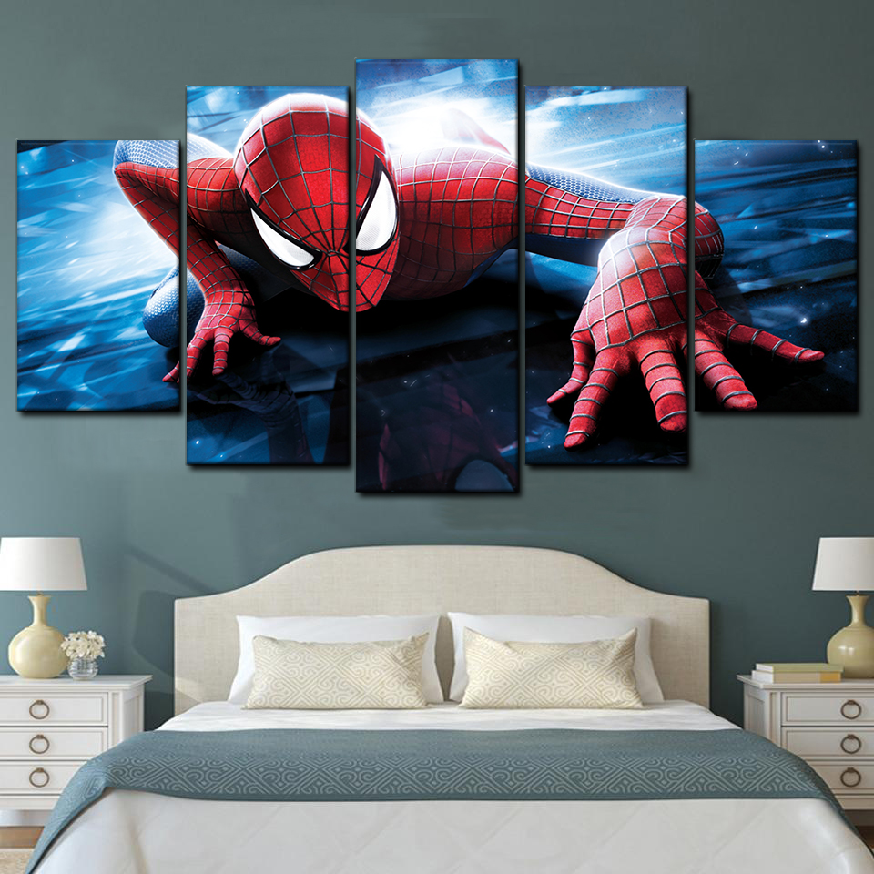 spiderman 1 5 pices peinture sur toile impression sur toile toile art pour la dcoration intrieurewqcqp