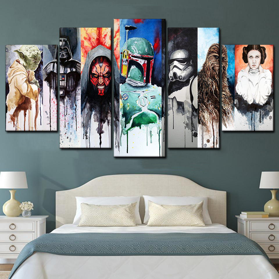 star wars characters montage 5 pices peinture sur toile impression sur toile toile art pour la dcoration