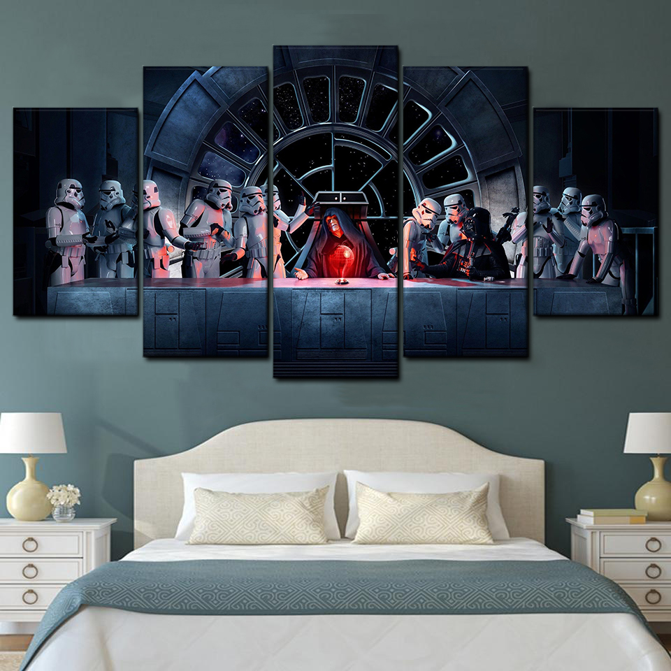 star wars last supper 5 pices peinture sur toile impression sur toile toile art pour la dcoration intrieurepscd0