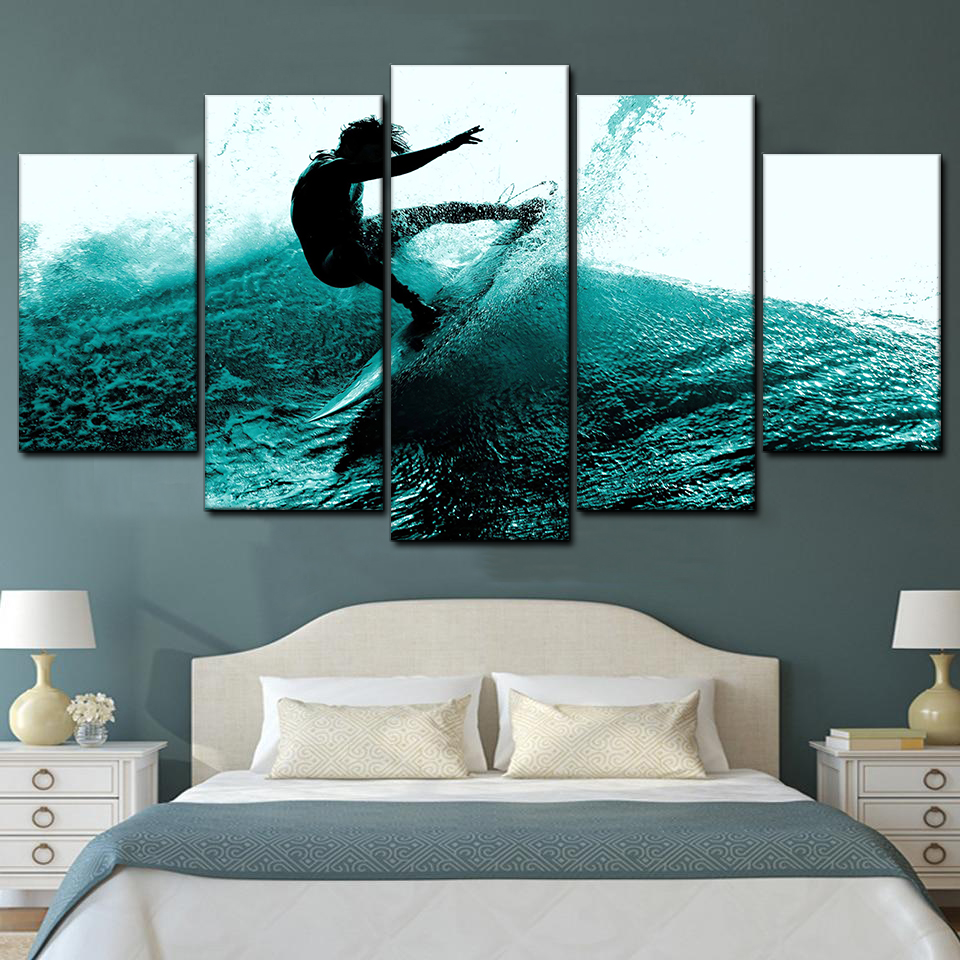 surf peintures surfer waves 5 pices peinture sur toile impression sur toile toile art pour la dcoration