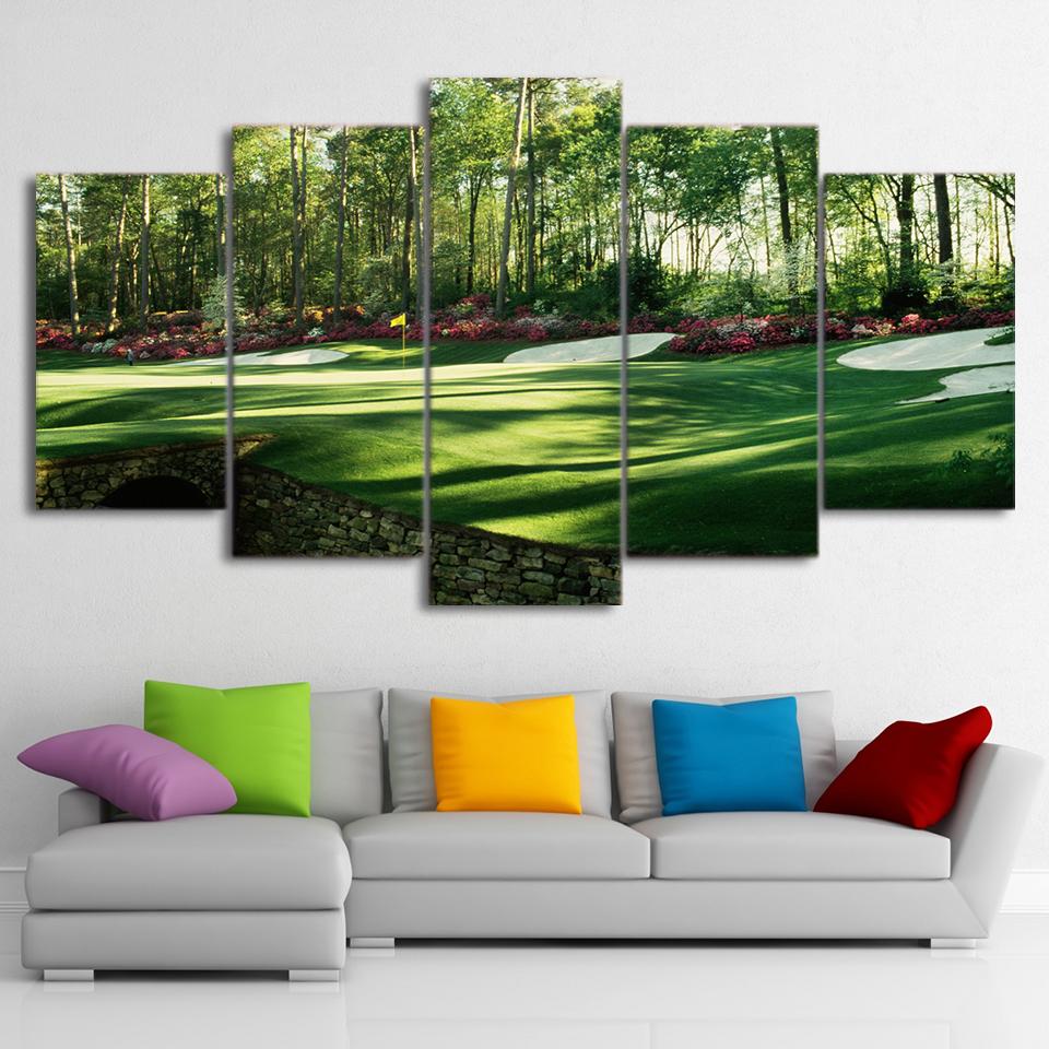 terrain de golf 5 pices peinture sur toile 5 pices peinture sur toile impression sur toile toile art pour la dcoration intrieurelzymy