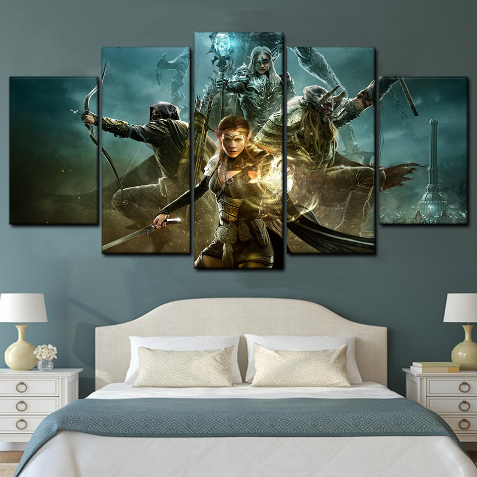 the elder scrolls online warriors game art 5 pices peinture sur toile impression sur toile toile art pour la dcoration