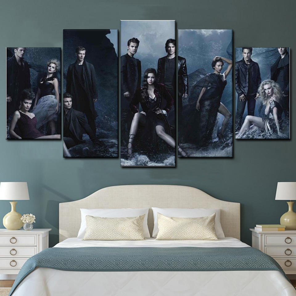 the vampire diaries cast featured 5 pices peinture sur toile impression sur toile toile art pour la dcoration intrieure54sw9