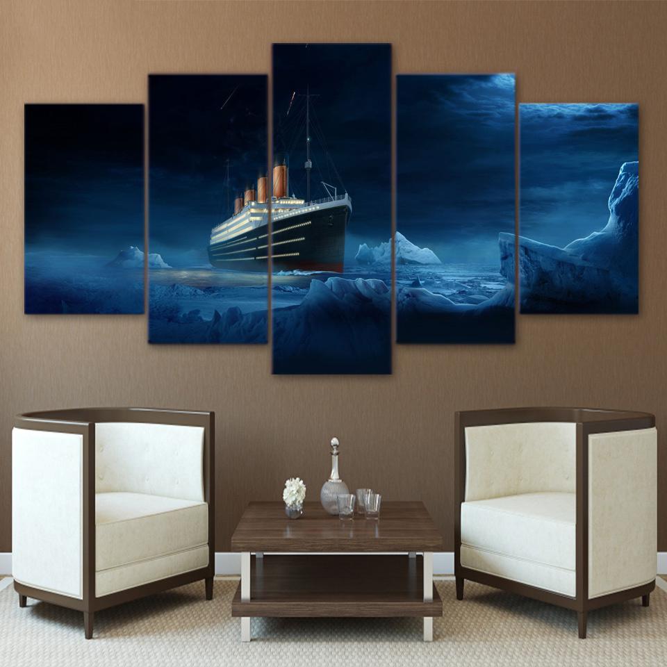 titanic contre icebergtitanic vs iceberg 5 pices peinture sur toile impression sur toile toile art pour la dcoration intrieurelrgoh