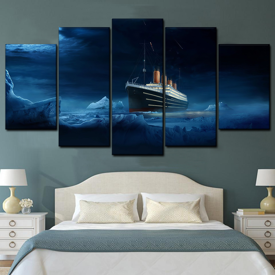 titanic vs iceberg 5 pices peinture sur toile impression sur toile toile art pour la dcoration intrieurequwbq