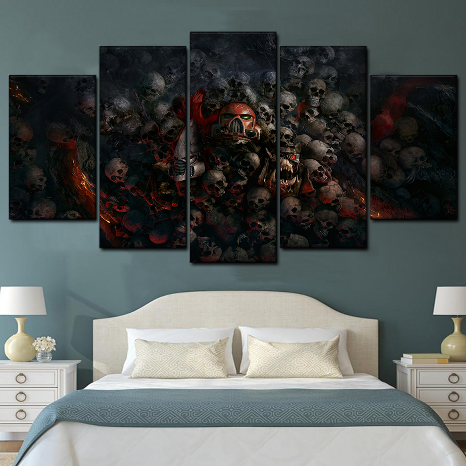 warhammer 40000 dawn of war iii 3 skulls 5 pices peinture sur toile impression sur toile toile art pour la dcoration intrieureel9le