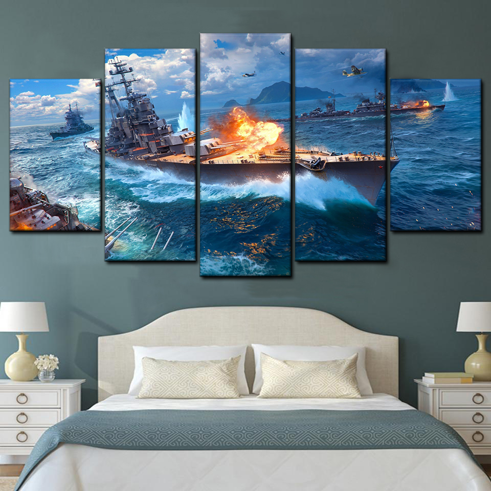 world of warships 3 5 pices peinture sur toile impression sur toile toile art pour la dcoration intrieurerkilk