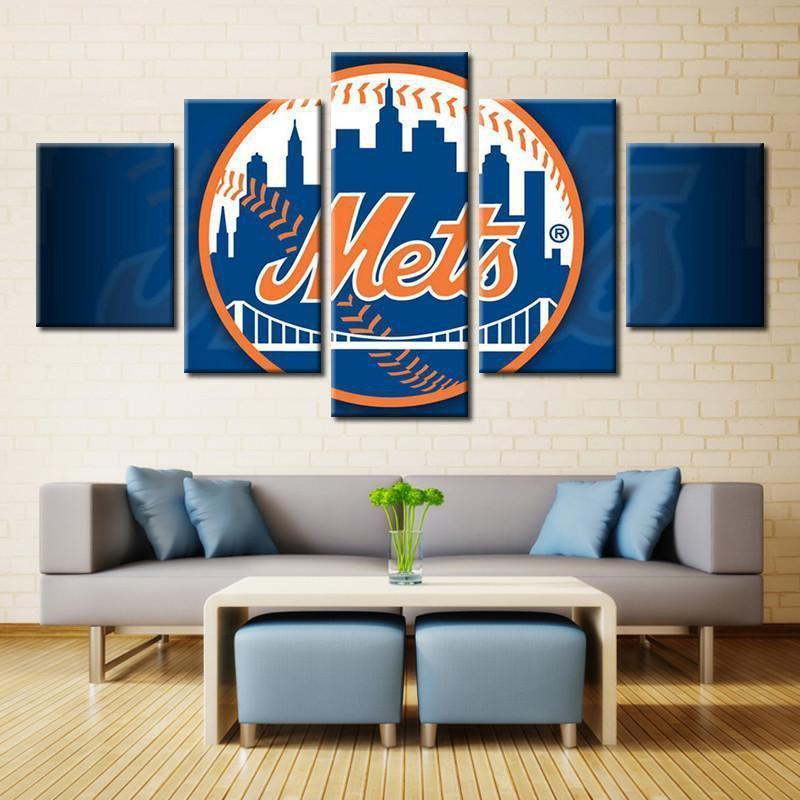 affiche du logo des new york mets baseballnew york mets logo poster baseball 5 pices peinture sur toile impression sur toile toile