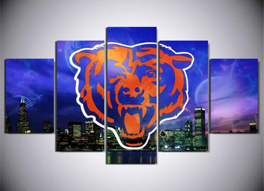 affiche logo chicago bears footballchicago bears logo poster football 5 pices peinture sur toile impression sur toile toile artdwciz