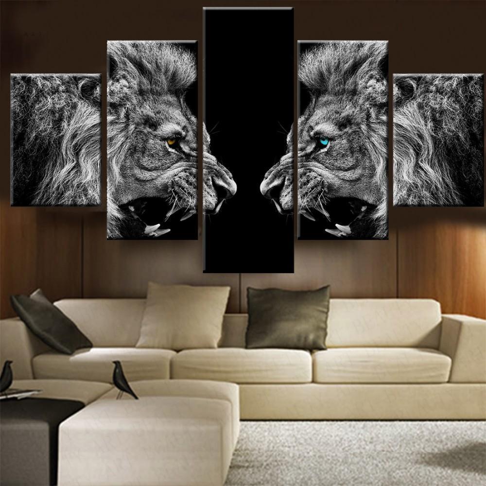 animal lion animal 6 5 pices peinture sur toile impression sur toile toile art pour la dcoration intrieurekzwtq
