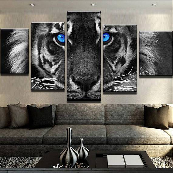 animal tigre aux yeux bleus 7blue eyed tiger animal 7 5 pices peinture sur toile impression sur toile toile art pour la dcoration intrieurepp1ys
