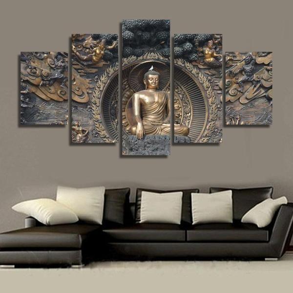 bouddha gautama 4gautama buddha 4 5 pices peinture sur toile impression sur toile toile art pour la dcoration intrieurehrfdf