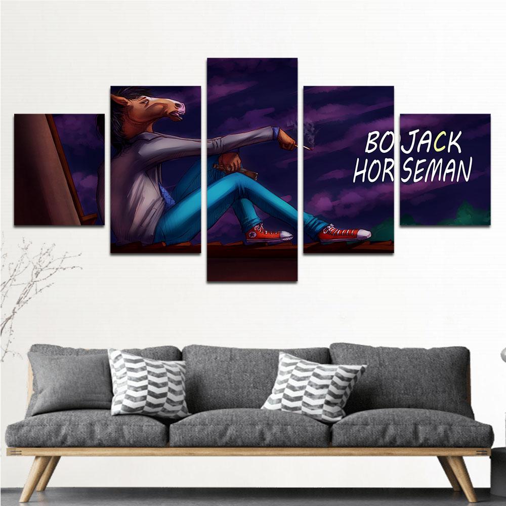 cavalier bojack 4bojack horseman 4 5 pices peinture sur toile impression sur toile toile art pour la dcoration intrieurewqgi9