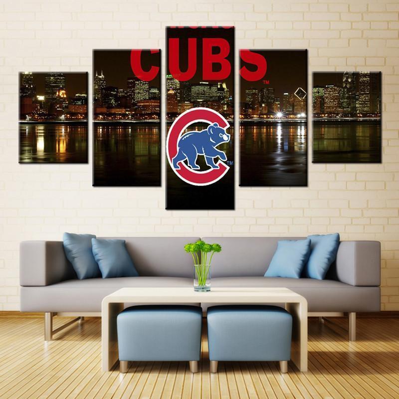 chicago cubs poster 3 baseball 5 pices peinture sur toile impression sur toile toile art pour la dcoration intrieurepikli