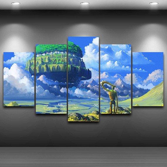 chteau danime japon classique dans le cielclassic japan anime castle in the sky 5 pices peinture sur toile impression sur toile toile artpzroz