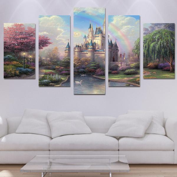 chteau de cendrillon disneycinderellas castle disney 5 pices peinture sur toile impression sur toile toile art pour la dcoration