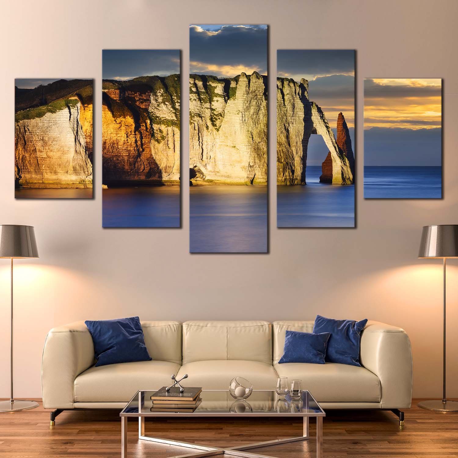 cliff beach normandie france montagnes de locan jaune blue etretat ocean falaise damont cliff 5 pices peinture sur toilekhzon