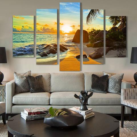 coucher de soleil et lever de soleil sur la plage tropicale 8sunset amp sunrise on tropical beach 8 5 pices peinture sur