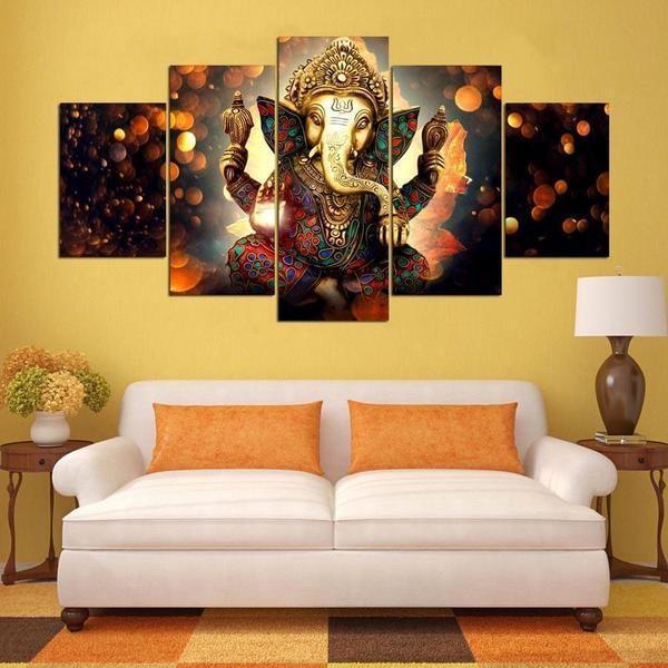 dieu hindou ganesha modulairehindu god ganesha modular 5 pices peinture sur toile impression sur toile toile art pour la dcoration intrieure7ywle