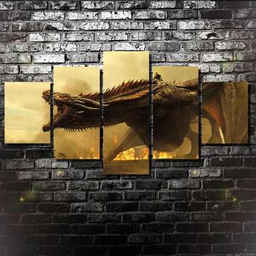 game of thrones dragon dracarys 5 pices peinture sur toile impression sur toile toile art pour la dcoration intrieurehs7do