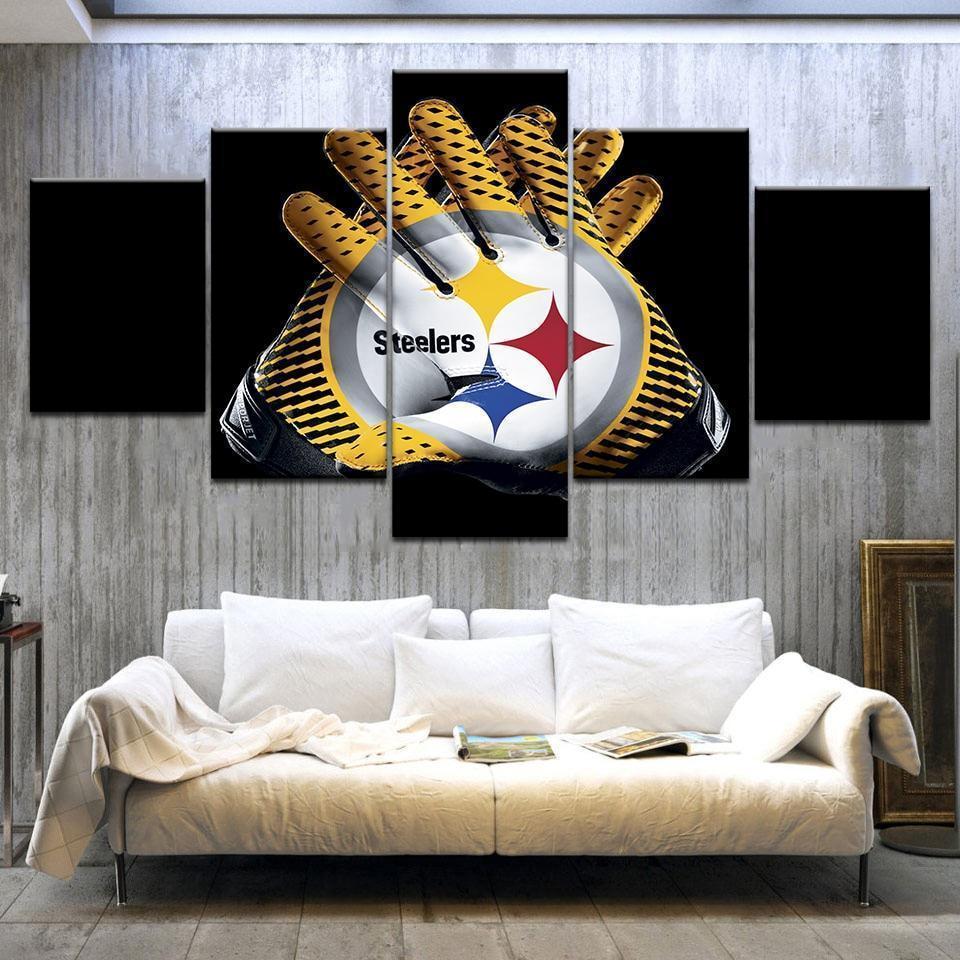 gants pittsburgh steelers football 7pittsburgh steelers gloves football 7 5 pices peinture sur toile impression sur toile toile arthgme0