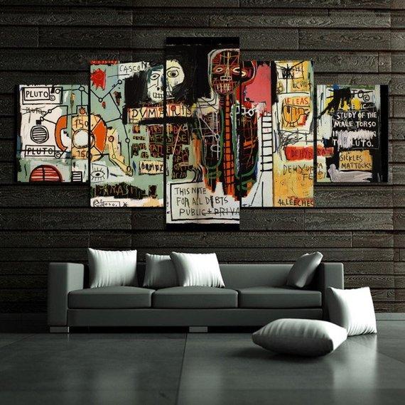 jean michel basquiat 5 pices peinture sur toile impression sur toile toile art pour la dcoration intrieureamlft