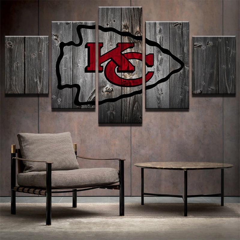 kansas city chiefs football logo sport 5 pices peinture sur toile impression sur toile toile art pour la dcoration