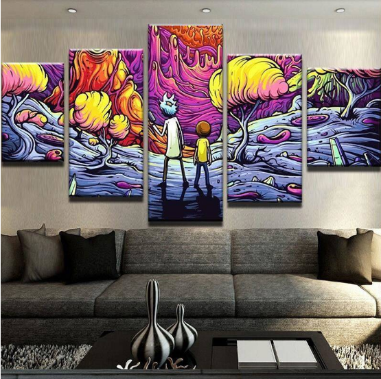 le dessin anim psychdlique rick amp mortythe psychedelic rick amp morty cartoon 5 pices peinture sur toile impression sur toile toile artkbobi