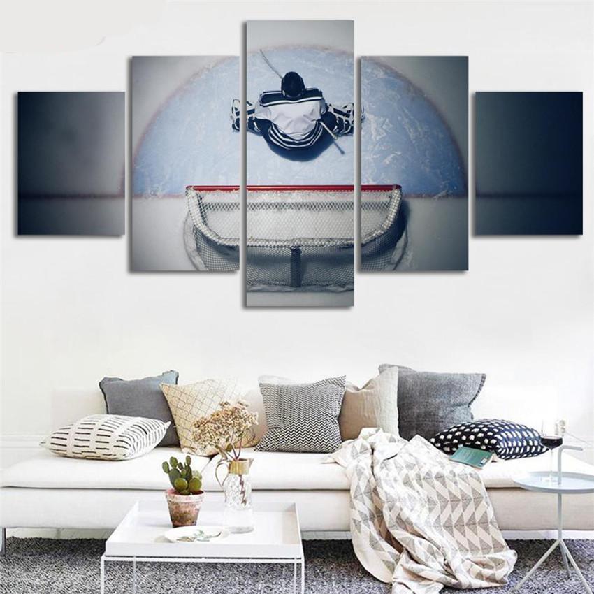 le gardien de hockey sur glacethe goalkeeper ice hockey 5 pices peinture sur toile impression sur toile toile art pour la dcoration intrieure5t8nd