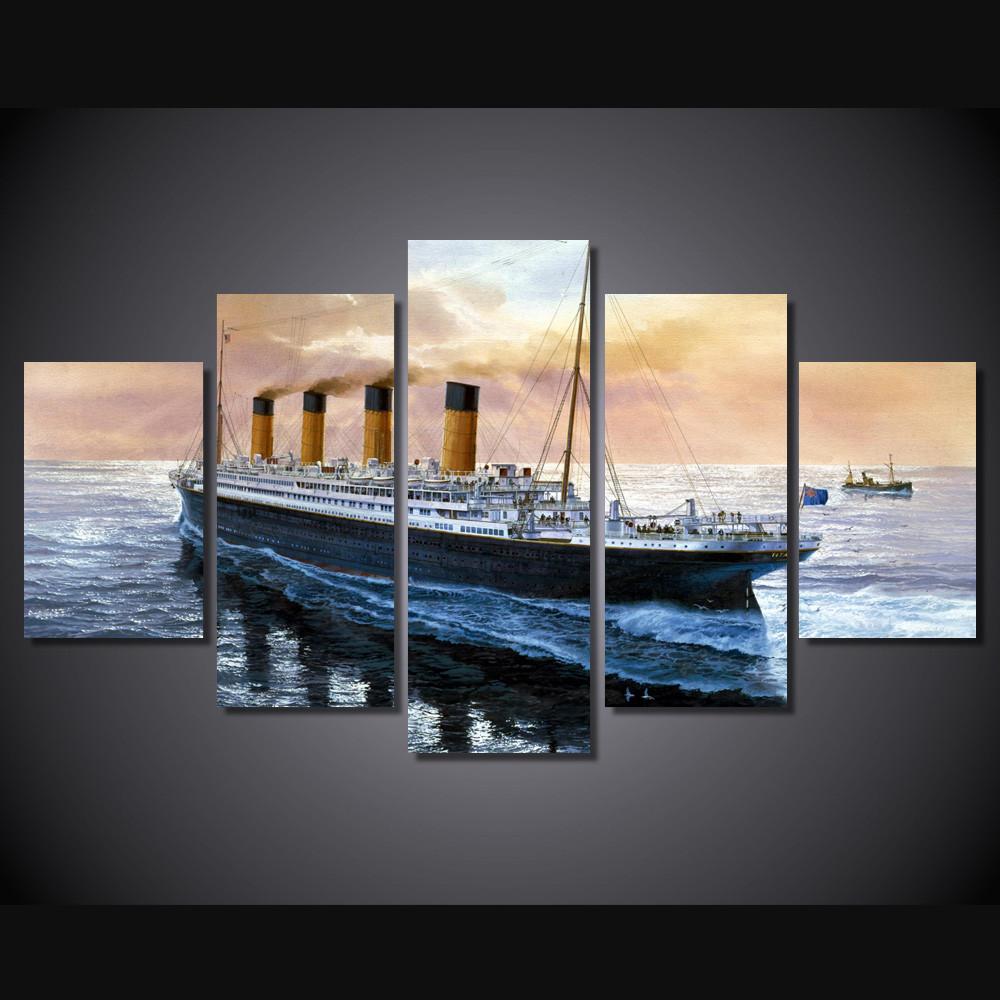 le titanicthe titanic 5 pices peinture sur toile impression sur toile toile art pour la dcoration intrieuremgsfm