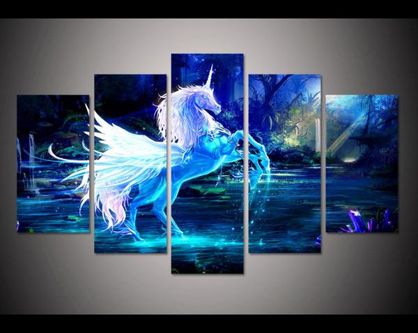 licorne 1unicorn 1 5 pices peinture sur toile impression sur toile toile art pour la dcoration intrieurekrf03